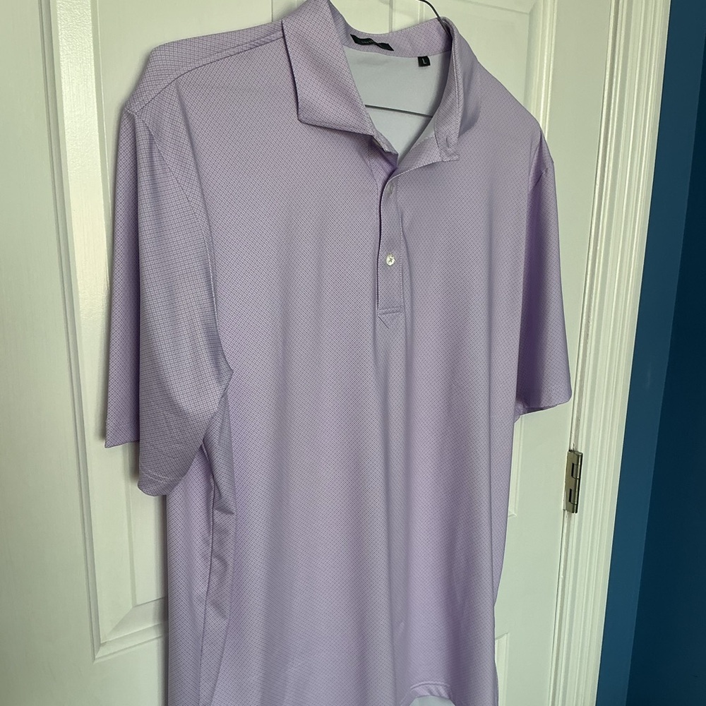 Turtleson men’s purple and white polo LARGE